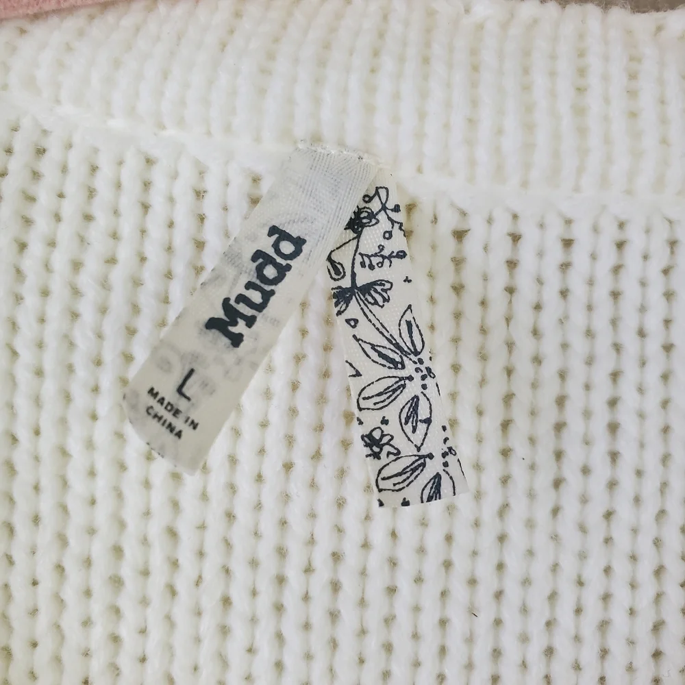 Mudd Cozy White Cable Knit Sweater